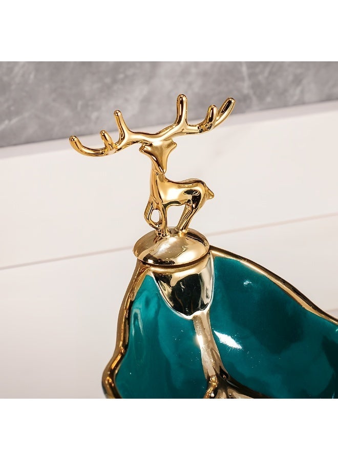 ALMiHomi Luxury Ceramic Soap Dish 2-Pack – Gold Deer Design, Premium Bathroom Soap Holder, Soap Tray for Sink Counter, Stylish Bath Organizer - Image 3